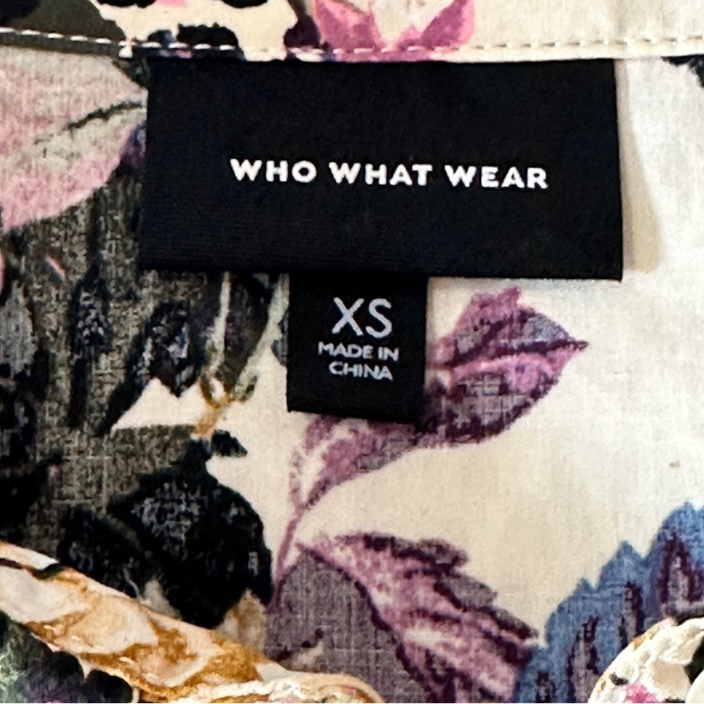 Who What Wear Puff Sleeve Floral Button Front Dress XS Belted Pockets Size XS/S - Picture 15 of 16